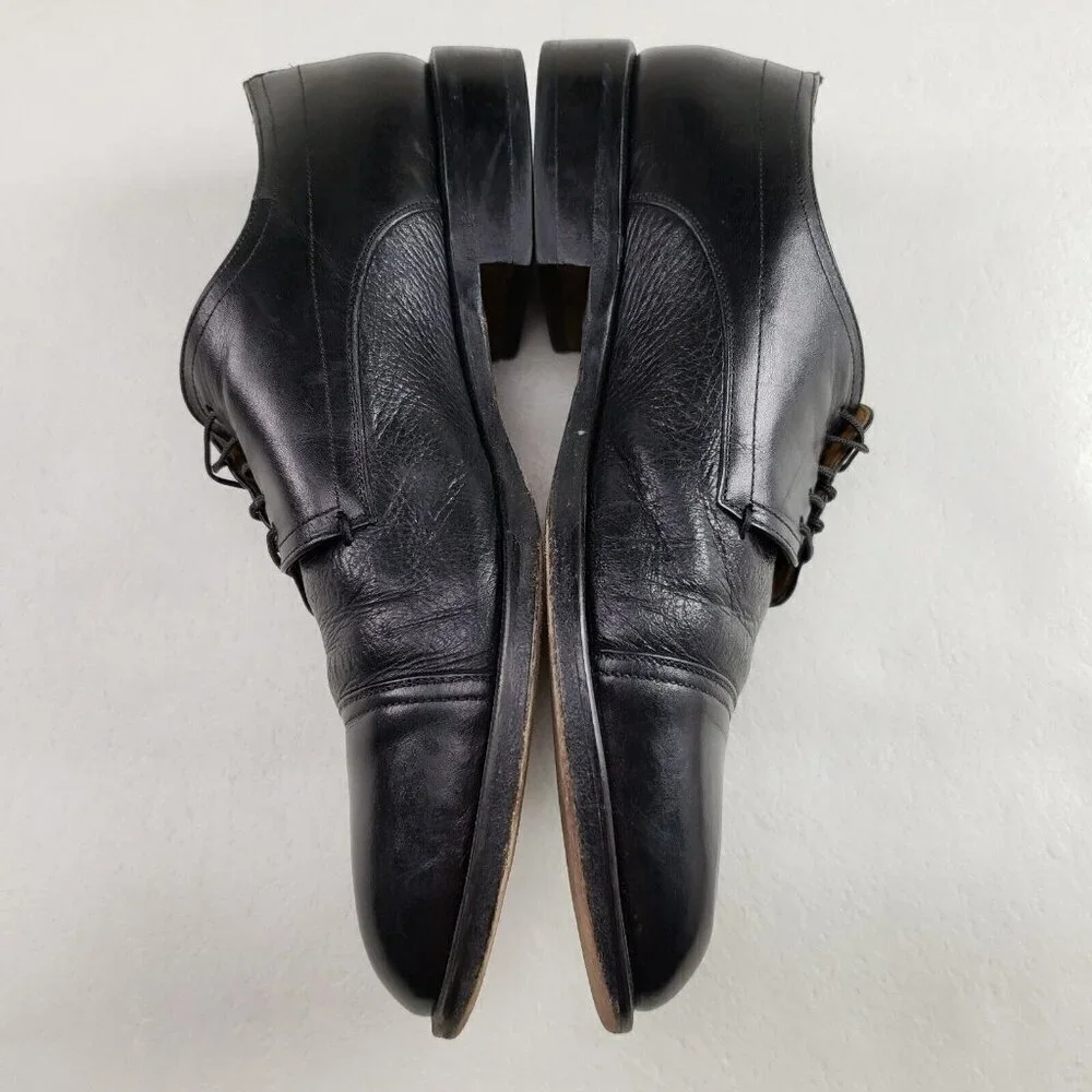 Mezlan Cap Toe Oxford Shoe Mens 8.5 Black Leather Lace Up Dress Made in Spain